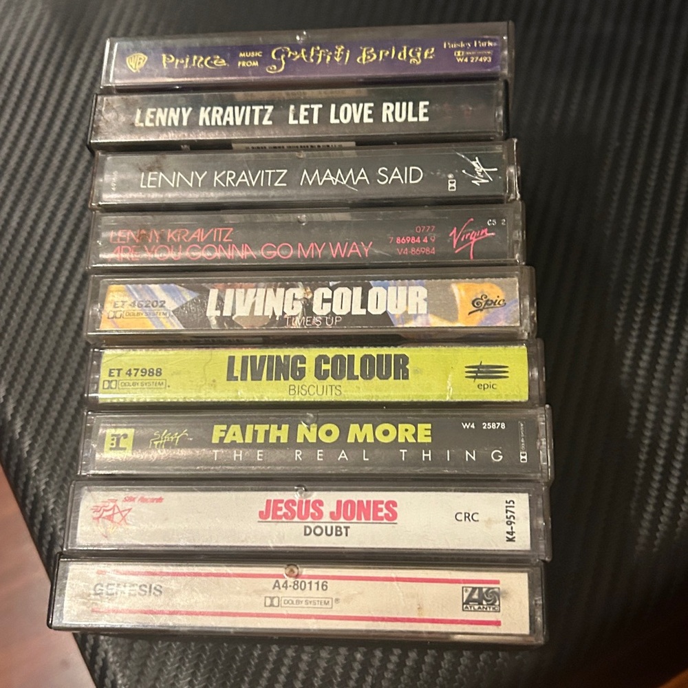 VTG Lot Of 9 Cassette Tapes, Rock, Funk Rock, & Pop Rock 80’s&90’s Collectibles